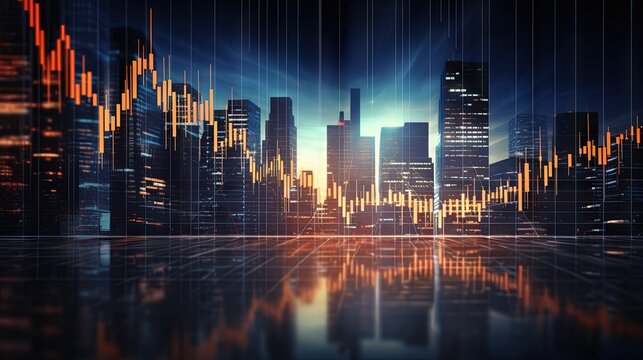 Business and technology concept. Stock chart. Financial technology. Fintech.