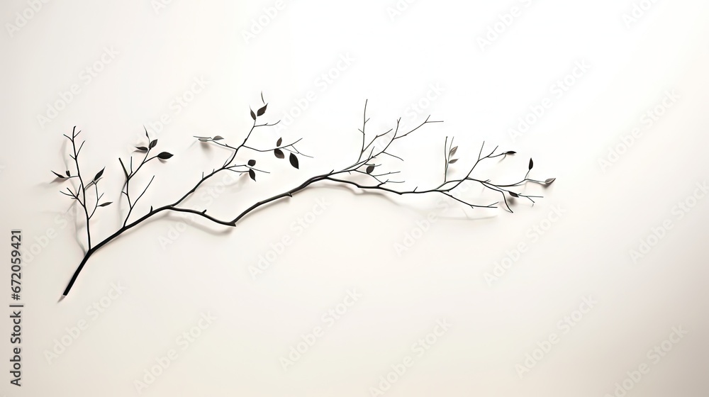 Aufkleber abstract tree shadow blurred background with leaves, tree branch and light shadow on white wall