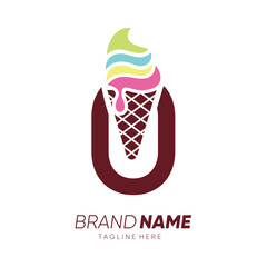 Initial Letter O Ice Cream Logo Design Vector Icon Graphic Emblem Illustration