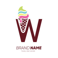 Initial Letter W Ice Cream Logo Design Vector Icon Graphic Emblem Illustration