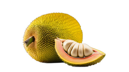 jackfruit and half transparent, white background, isolate, png