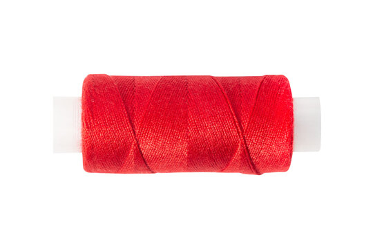 Red threads for sewing. Isolated on transparent background. PNG.