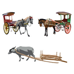 Philippine Charm: Vector Depictions of Kalesa and Carabao Carriages