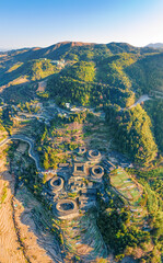 Aerial photography of Tianluokeng Tulou, Nanjing County, Zhangzhou City, Fujian Province, China