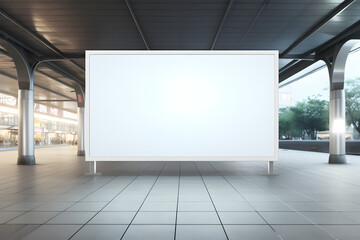 public shopping center mall or business center high big advertisement board space as empty blank white mock up signboard with copy space area for sale and offers advertisements