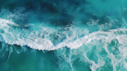 surface waves on the beach,  Blue sea surface, top view