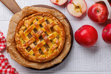 Delicious Apple Pie with Fresh Red Apples