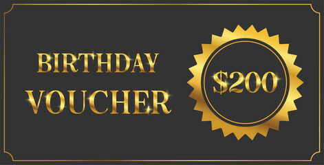 Black and gold birthday voucher