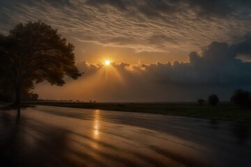 sunrise over the river