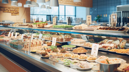 Glass cabinet in grocery store