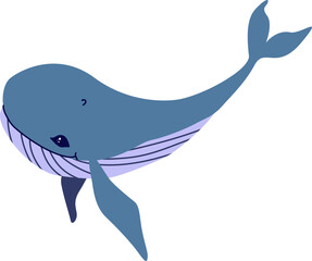 cute whale cartoon isolated.Vector illustration with underwater theme and cute whale for books and textile, interior design for kids room.