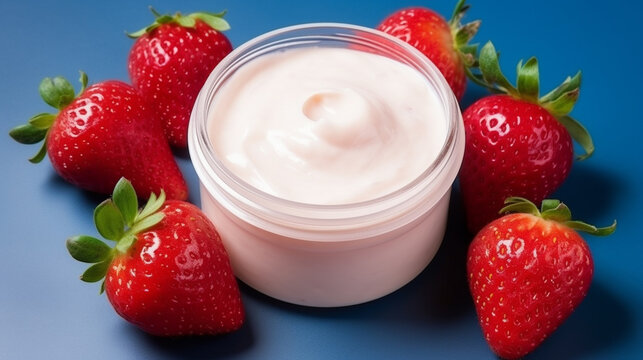 strawberry and milk HD 8K wallpaper Stock Photographic Image 