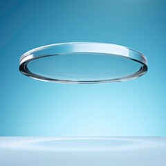 A magnifying glass object flying through the air, glass podium, pedestal.