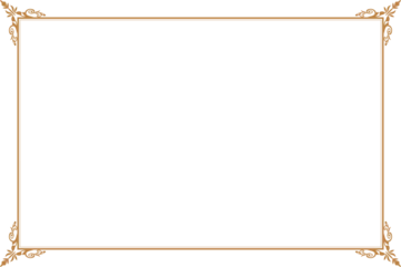 Fotobehang Vintage of frame. Design vector rectangle with corner swirl gold on white background. Design print for illustration, greeting cards, wedding invitations, restaurant menu, royal certificates. Set 8 © asesidea
