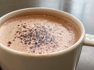 A cup of mocha, close up view