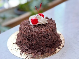Chocolate cake with cherries