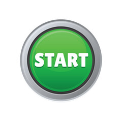 Green Start Button on White Background. Vector