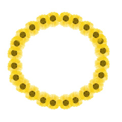 hand drawn sun flower summer floral background and wreath design