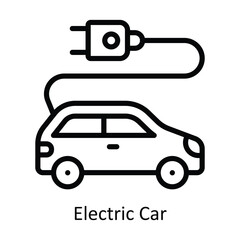 Electric Car vector outline  Design illustration. Symbol on White background EPS 10 File 