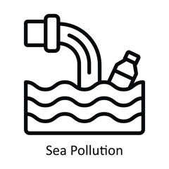 Sea Pollution vector outline  Design illustration. Symbol on White background EPS 10 File 