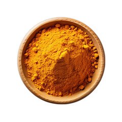 Top View of Curry Powder Bowl Isolated on Transparent or White Background, PNG