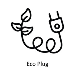 Eco Plug vector outline  Design illustration. Symbol on White background EPS 10 File 