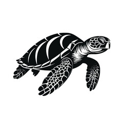 Schwarz-Weiß-Illustration einer Meeresschildkröte - obrazy, fototapety, plakaty