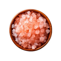 Fototapeta na wymiar Top View of a Bowl of Himalayan Pink Salt Isolated on Transparent or White Background, PNG