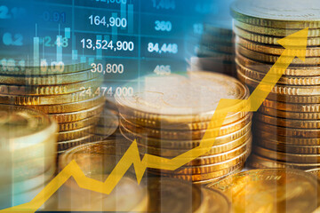 Stock market finance business, economy trend graph digital technology.