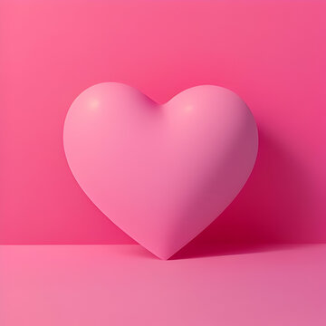 large abstract pink heart 3D on pink background