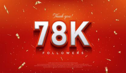 Elegant number to thank 78k followers, the latest premium vector design.