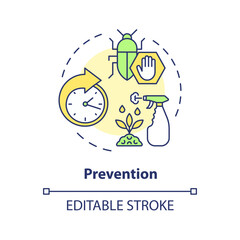 2D editable multicolor prevention icon, simple isolated vector, integrated pest management thin line illustration.