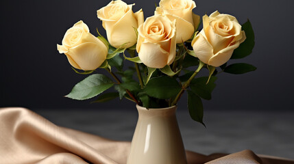 roses in a glass vase HD 8K wallpaper Stock Photographic Image 