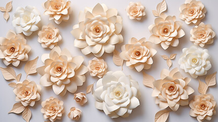 Obraz na płótnie Canvas white roses background HD 8K wallpaper Stock Photographic Image 