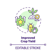 2D editable multicolor improved crop yield icon, simple isolated vector, integrated pest management thin line illustration.