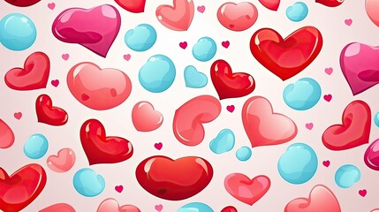 Seamless pattern of hearts and kisses. Valentine's Day.