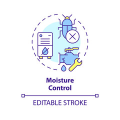 2D editable multicolor moisture control icon, simple isolated vector, integrated pest management thin line illustration.