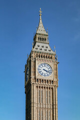 Fototapeta na wymiar The Elizabeth Tower (Big Ben), the clock tower of the Palace of Westminster in London, England