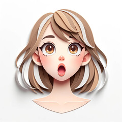 Illustration with a girl's face in an origami style, facial expression 