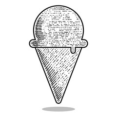 ice cream vector engraving style hand drawn black and white