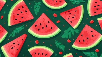 Watermelon pattern background, AI generated Image