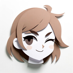 Illustration with a girl's face in an origami style, facial expression - great
