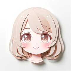 Illustration with a girl's face in an origami style, facial expression - smile