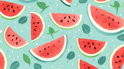 Watermelon pattern background, AI generated Image