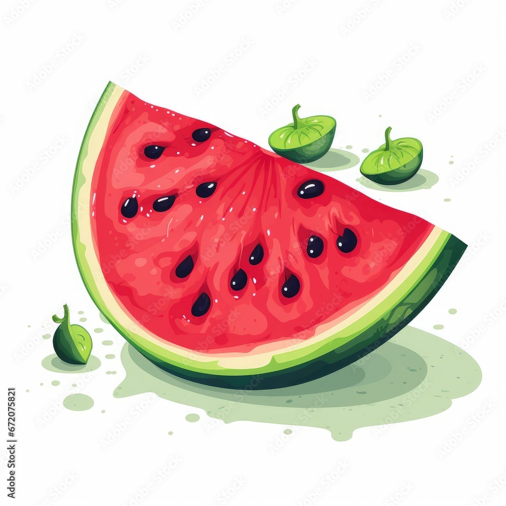 Wall mural Watermelon slice illustration, AI generated Image