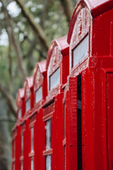 Iconic red telephone boxes in central London