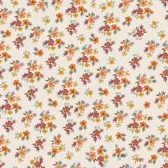 Colorful large-scale floral vector seamless pattern, hand-drawn. Nostalgic fashion textiles in retro style on a light background.