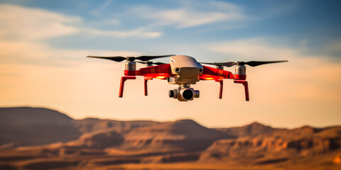 Drone in fast flight with motion blur effect.