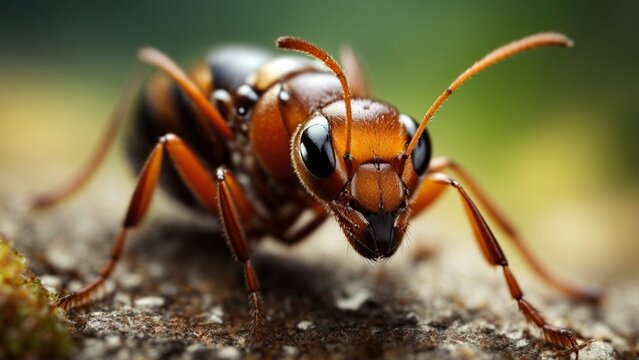 Close-up high-resolution image of an ant. Generative AI.