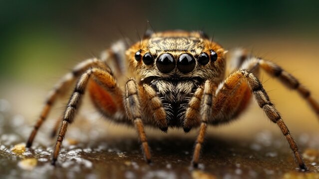 Close-up high-resolution image of a cute jumping spider. Generative AI.